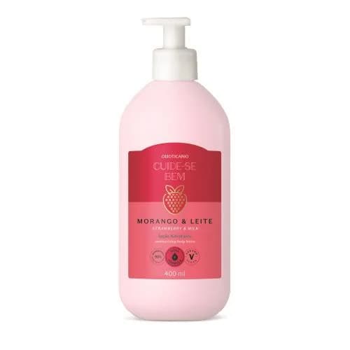 Loção Hidratante Corporal Cuide-se Bem Morango e Leite 400ml